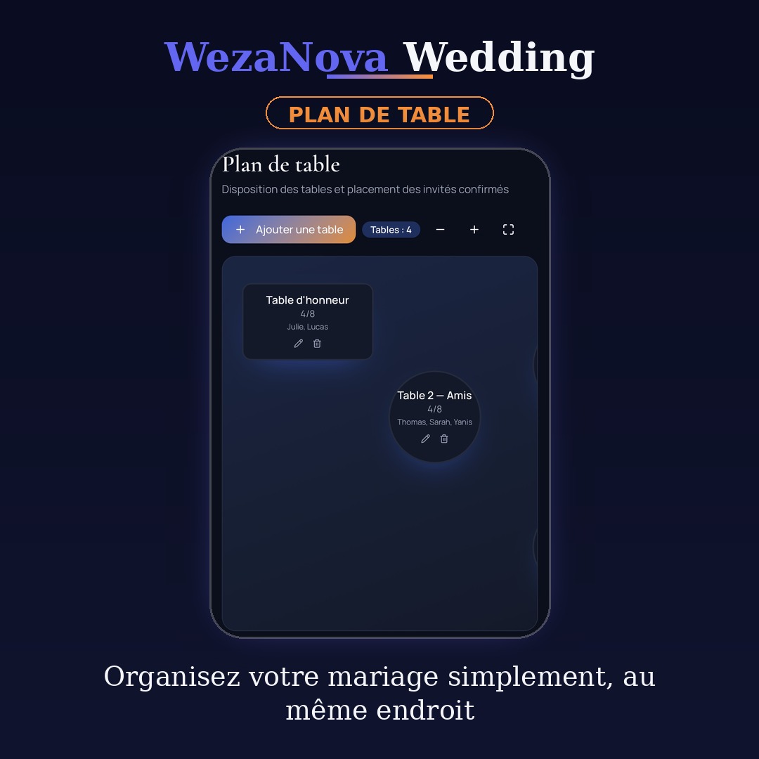 Écran Plan de table de WezaNova Wedding
